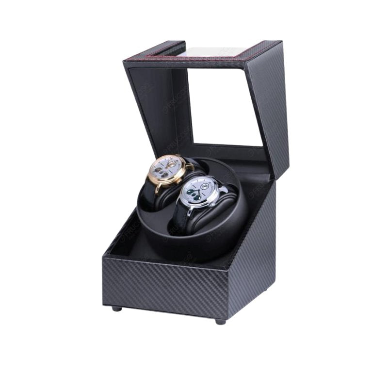 Gilberto Double Watch Winder Storage Box USB Powered GR Carbon Fiber Black 