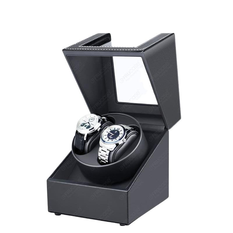 Gilberto Double Watch Winder Storage Box USB Powered GR Solid Black 