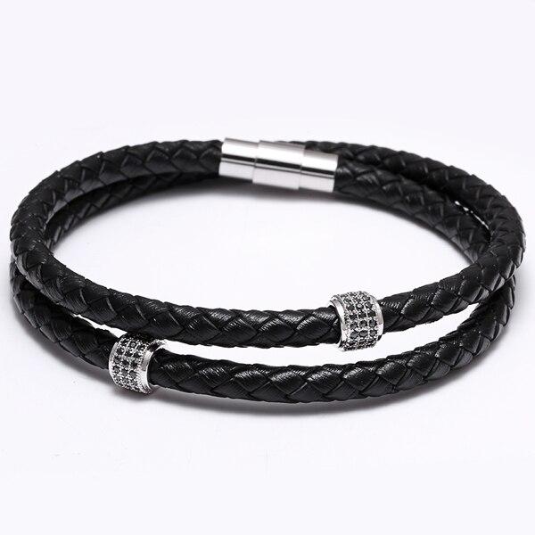 Giulio Braided Leather Bracelet With Magnetic Clasp GR 