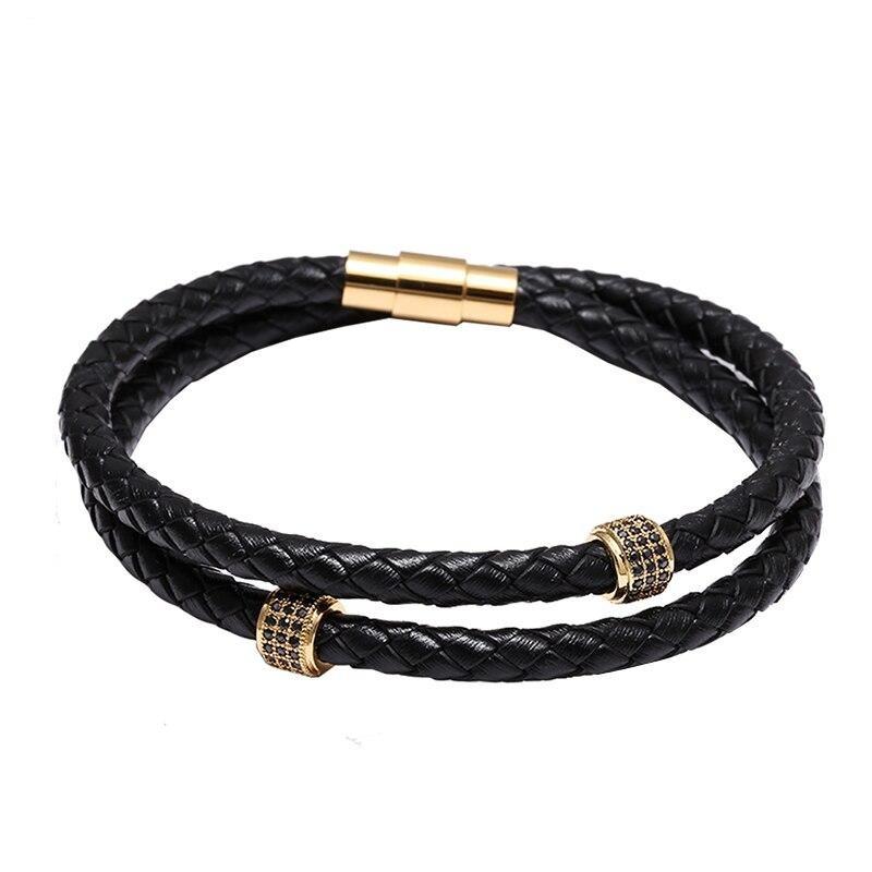 Giulio Braided Leather Bracelet With Magnetic Clasp GR 