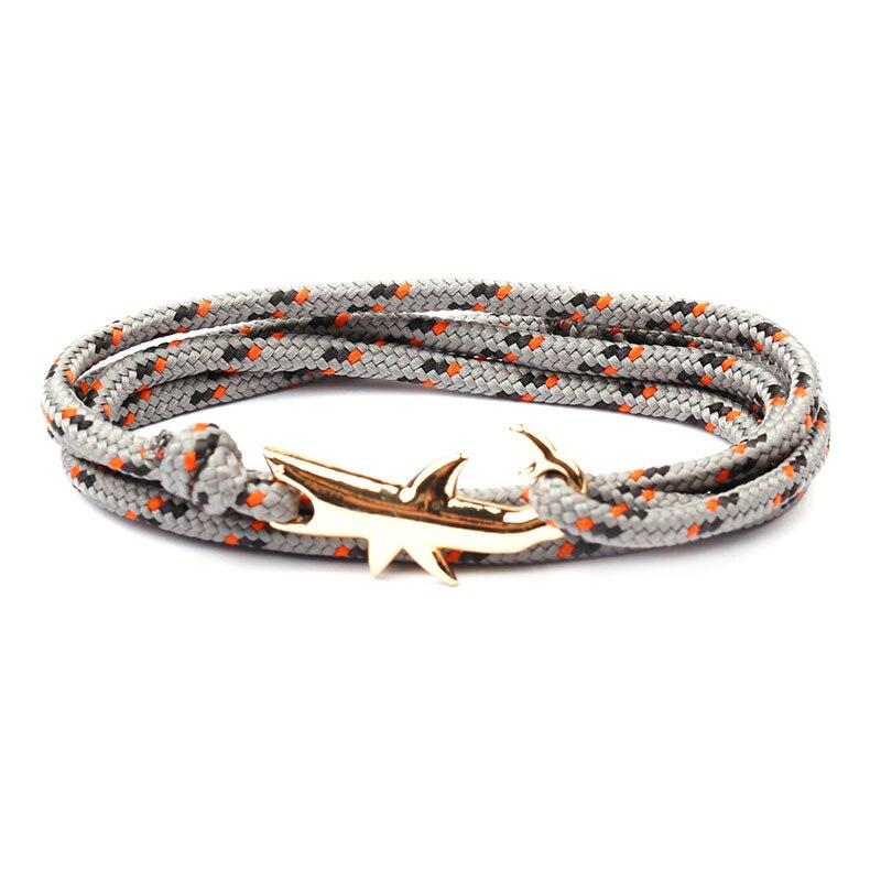 Golden Shark Nautical Rope Bracelet GR Grey 