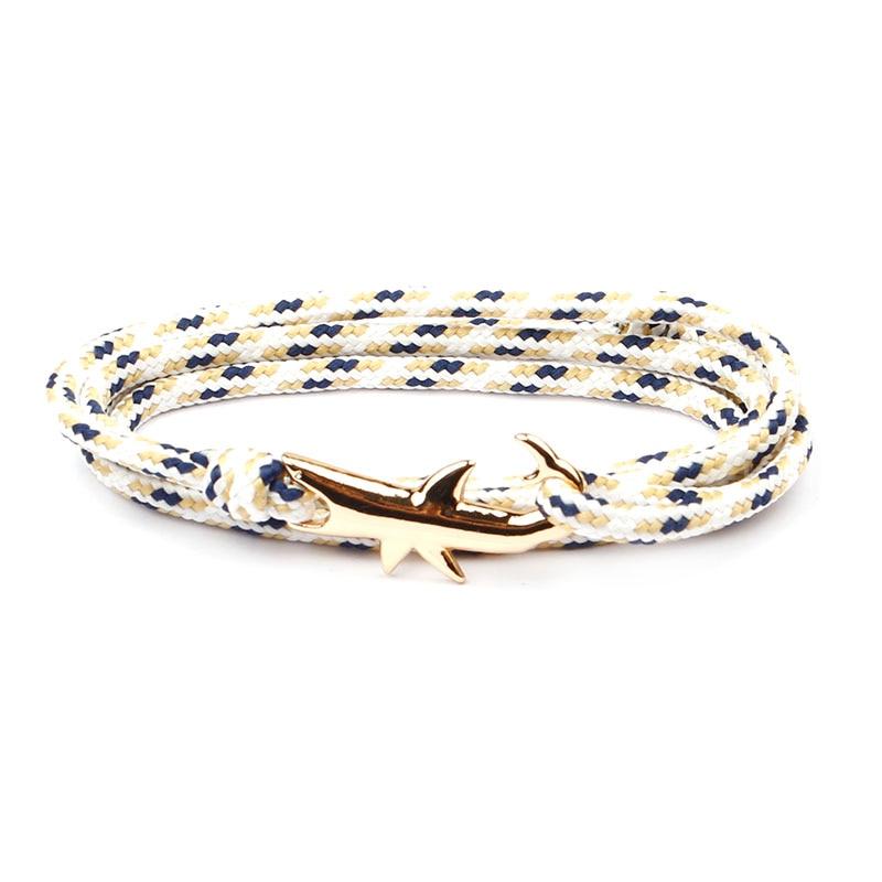 Golden Shark Nautical Rope Bracelet GR Ivory 