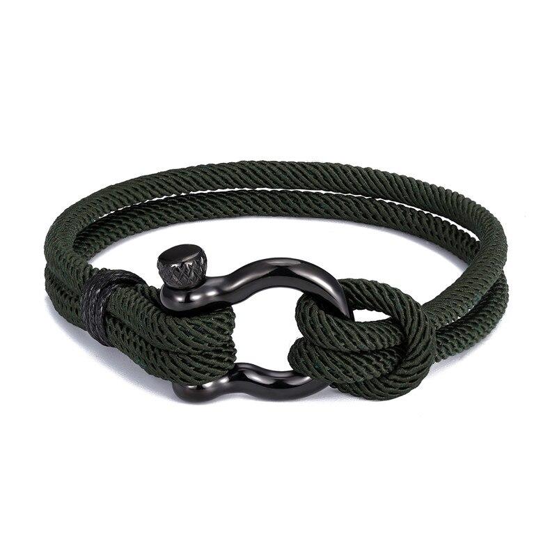 Gordi Dark Horseshoe Shackle Solid Rope Bracelet GR Green S 