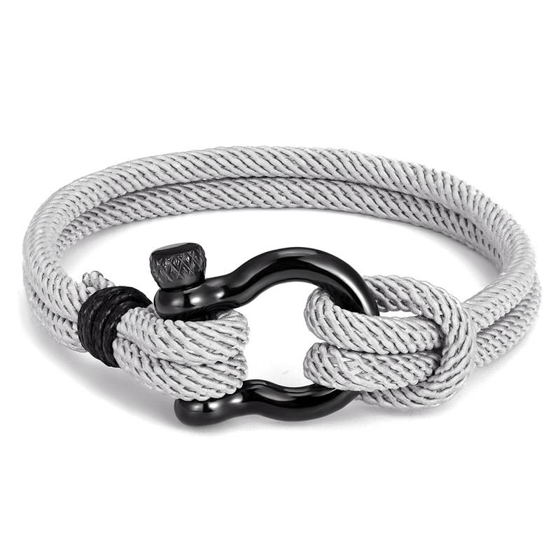 Gordi Dark Horseshoe Shackle Solid Rope Bracelet GR Grey S 