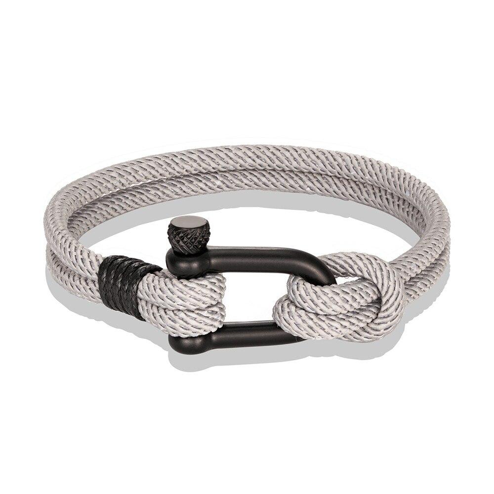 Gordi Dark U-Shape Shackle Solid Rope Bracelet GR Grey S 