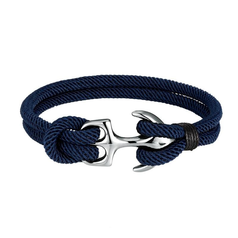 Gordi Silver Anchor Solid Rope Bracelet GR Dark blue S 