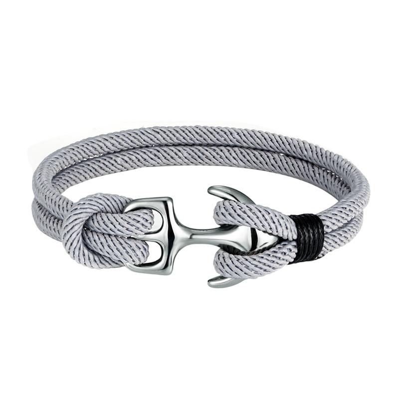 Gordi Silver Anchor Solid Rope Bracelet GR Grey S 