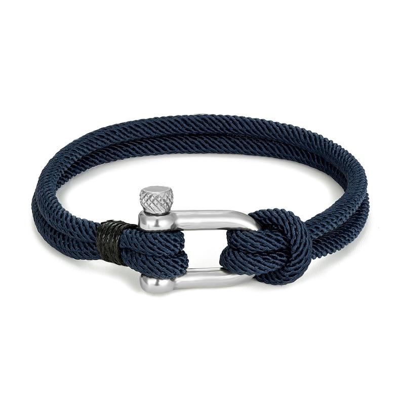 Gordi Silver U-Shape Shackle Solid Rope Bracelet GR Blue S 