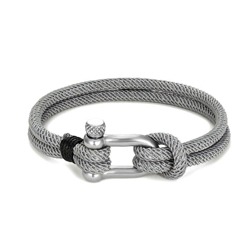 Gordi Silver U-Shape Shackle Solid Rope Bracelet GR Grey S 