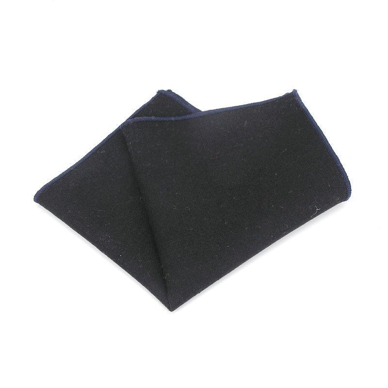 Gordon Solid Wool Pocket Square GR Black 