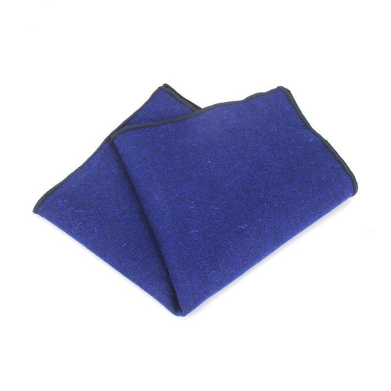 Gordon Solid Wool Pocket Square GR Blue 