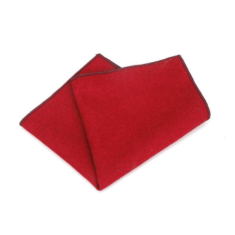 Gordon Solid Wool Pocket Square GR Red 