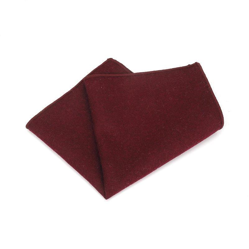 Gordon Solid Wool Pocket Square GR Wine Red 
