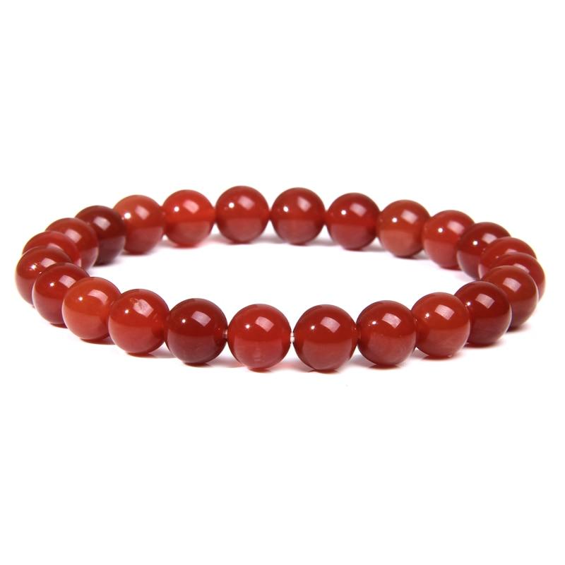 Handmade Natural Stone Beaded Bracelet GR Red Agate 17CM 