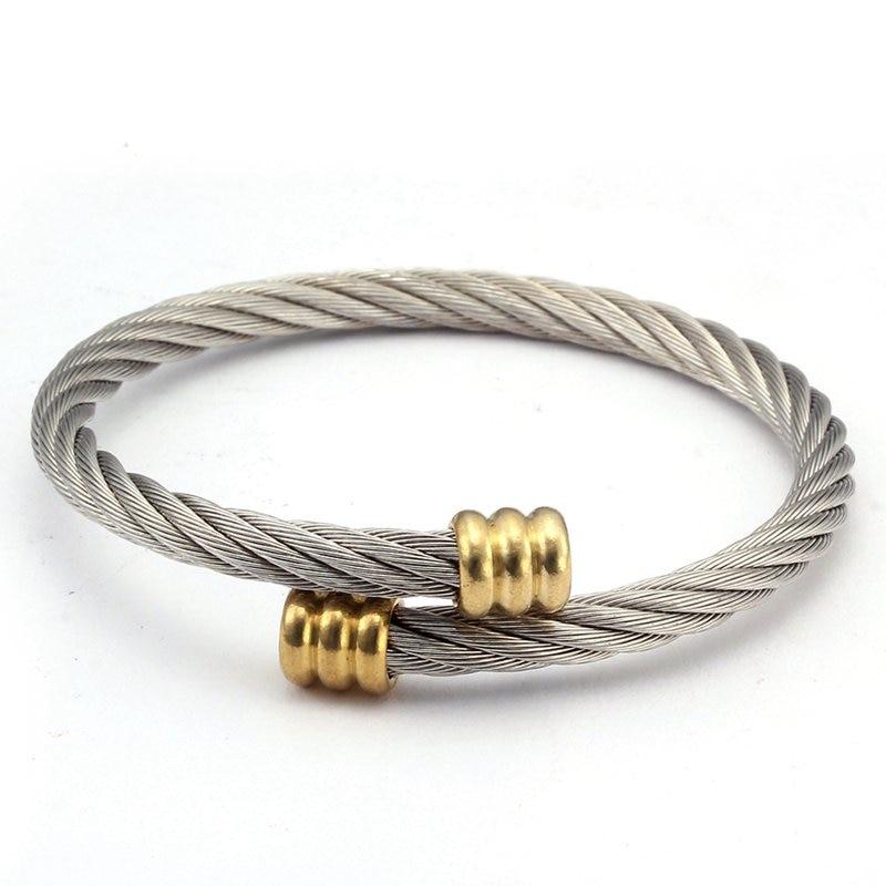 Hans Metal Rope Minimal Cuff Bracelet GR Gold 