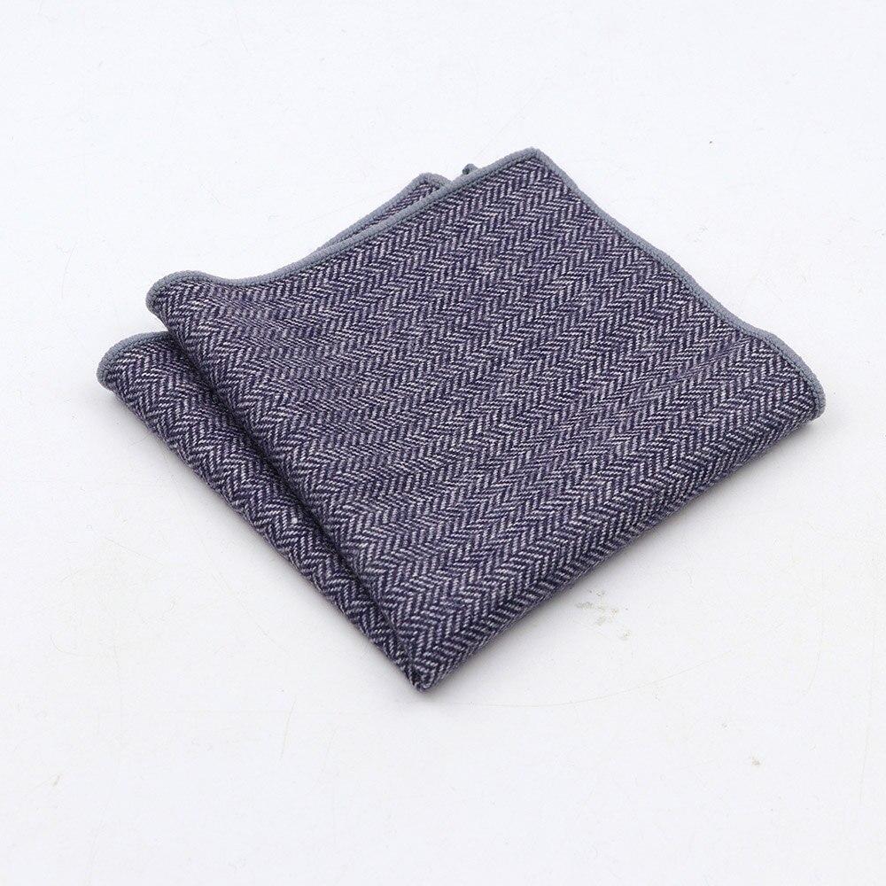 Herringbone Wool Pocket Square GR Dark Blue 