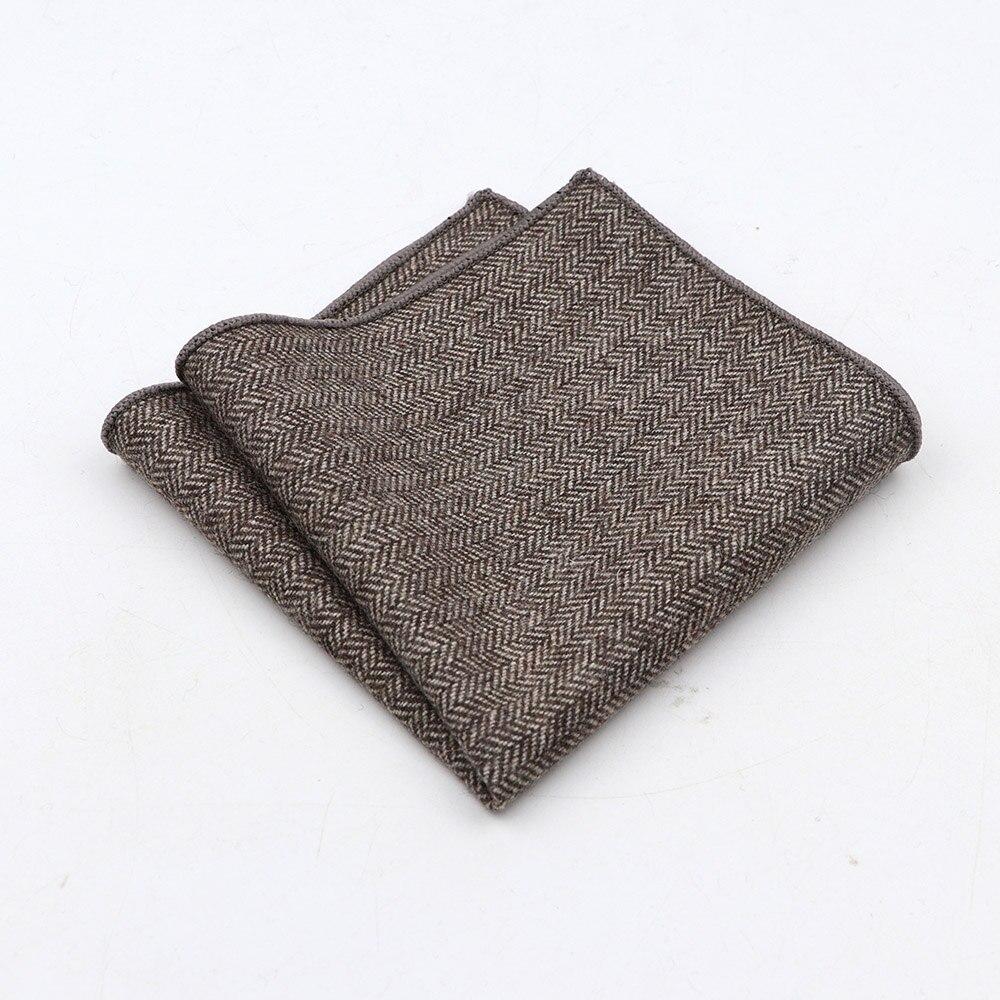 Herringbone Wool Pocket Square GR Dark Grey 