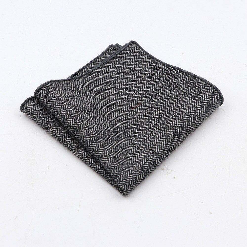 Herringbone Wool Pocket Square GR Grey 