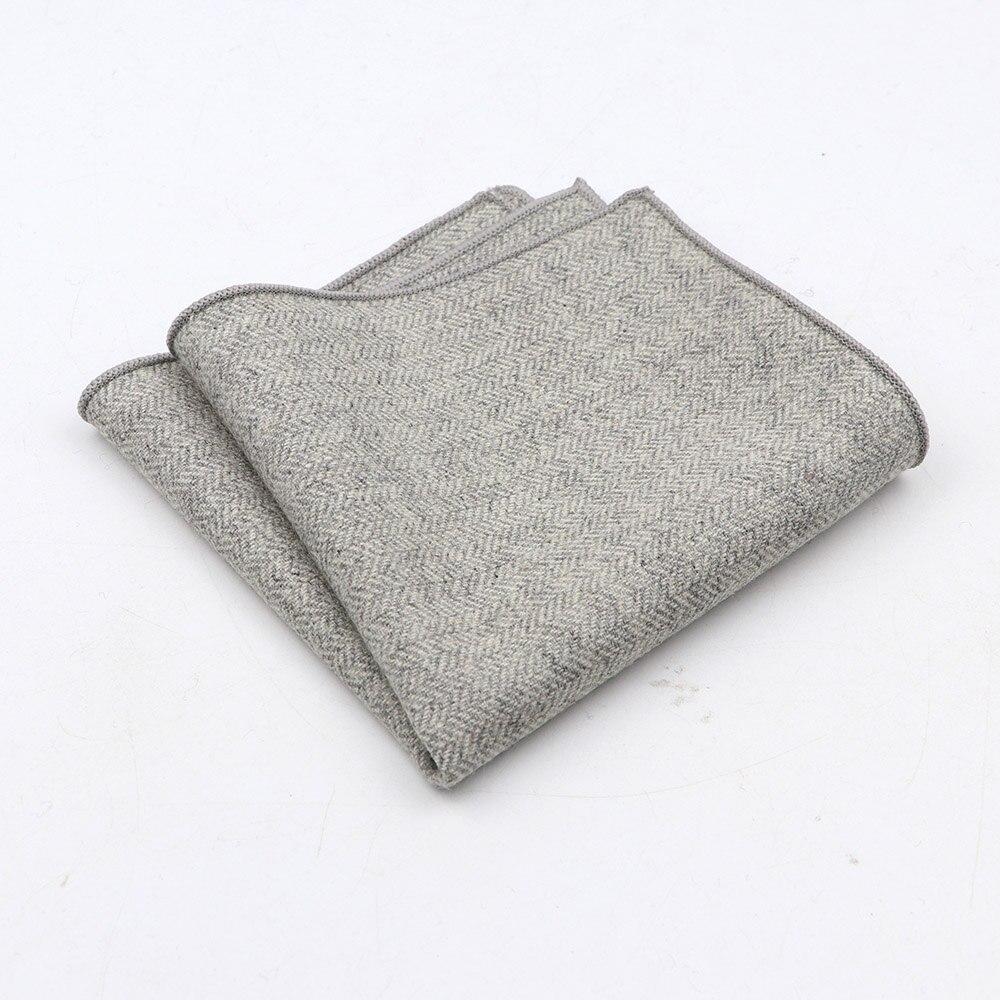 Herringbone Wool Pocket Square GR Light Grey 