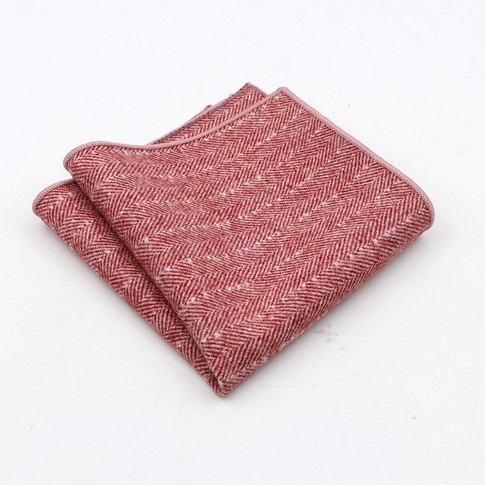 Herringbone Wool Pocket Square GR Red 