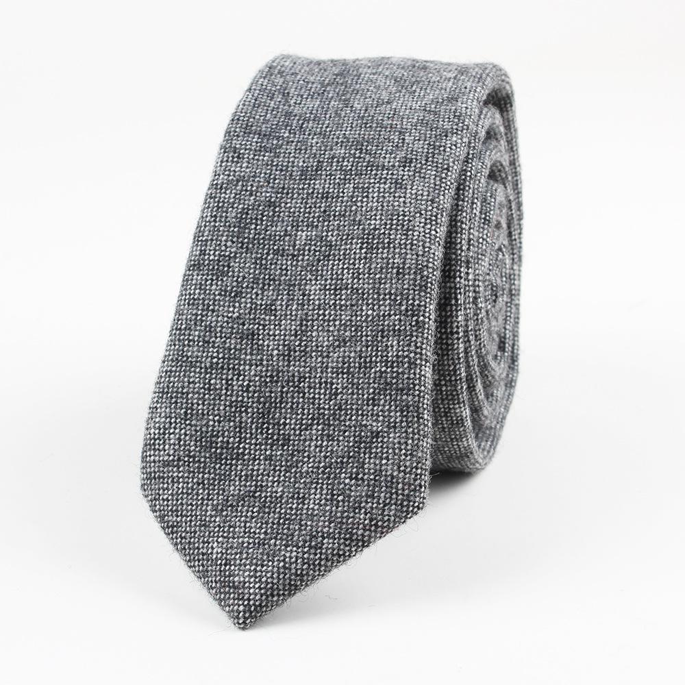 Herringbone Wool Tie GR Dark Grey 