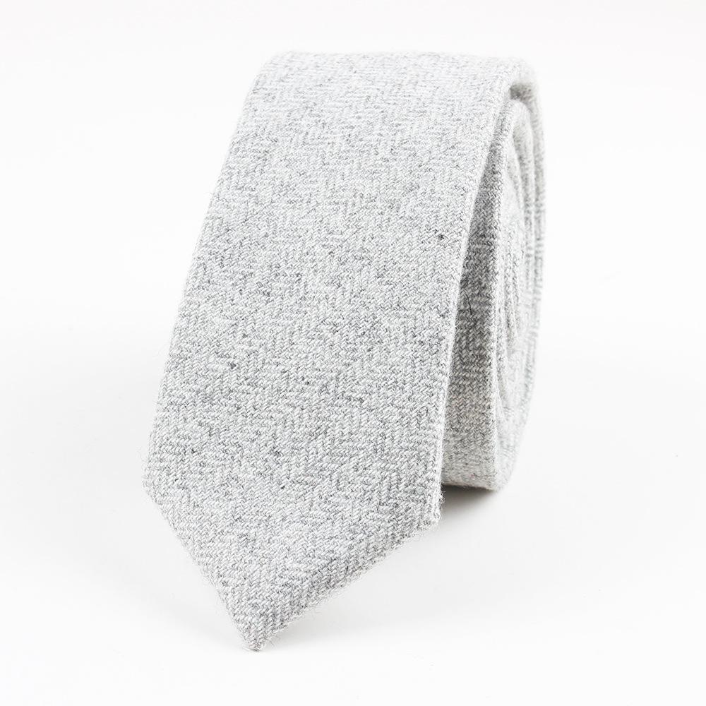 Herringbone Wool Tie GR White 