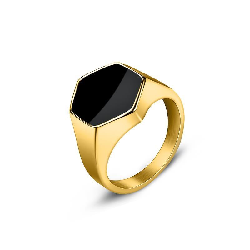 Hexagon Signet Ring GR 7 Golden 