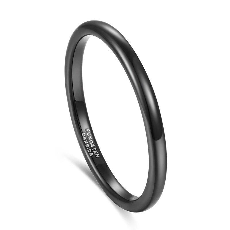 High Polished Black Tungsten Carbide Ring GR 4 2mm 