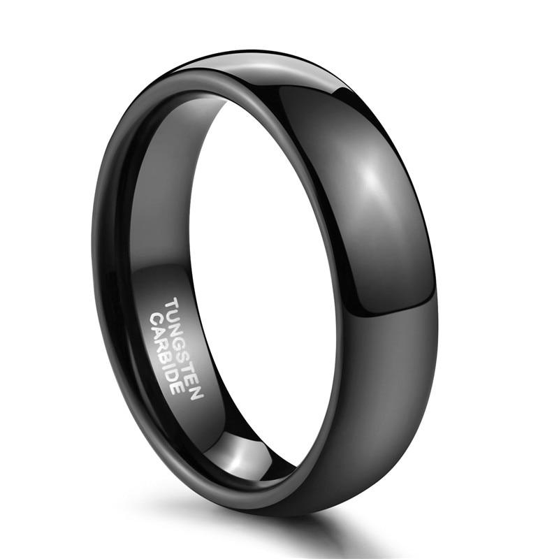 High Polished Black Tungsten Carbide Ring GR 4 6mm 