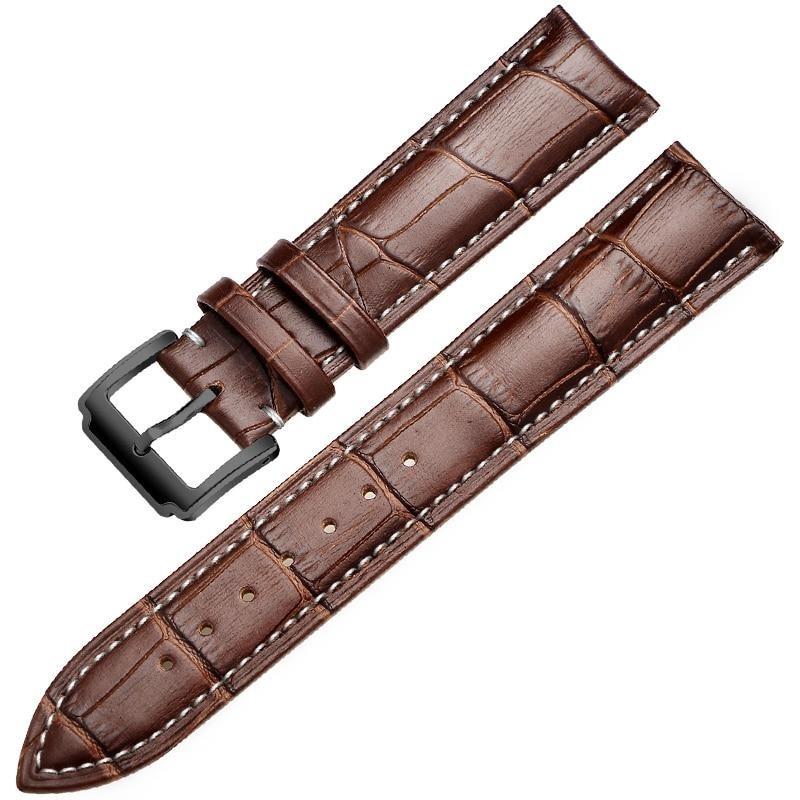 Horace Brown Stitched Calfskin Classic Watch Strap GR Black 14mm 