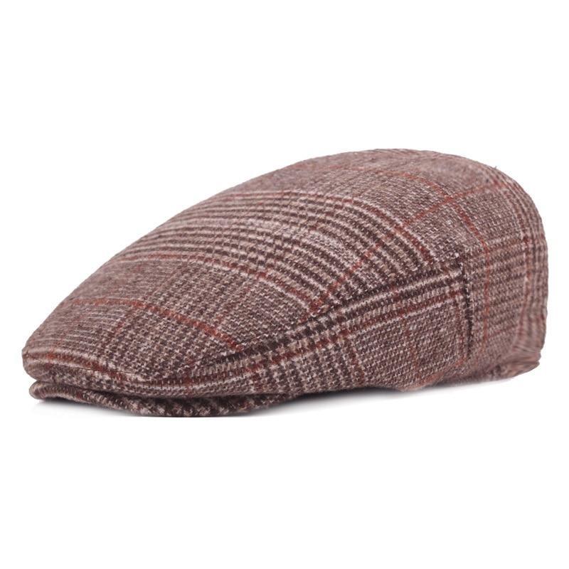 Houndstooth Plaid Wool Ivy Cap GR soft red 56-58cm 