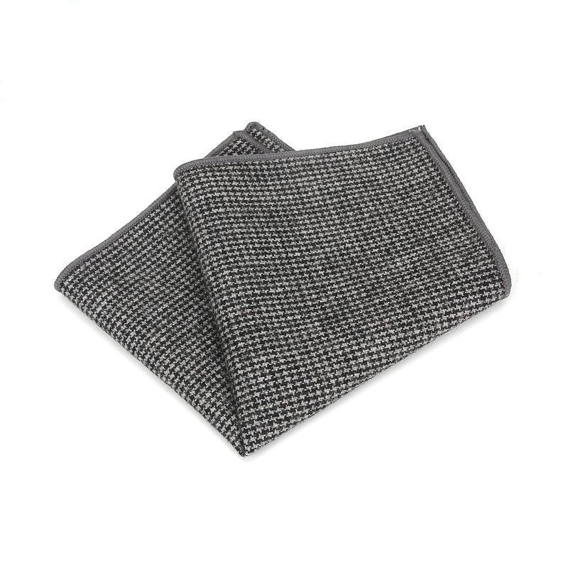 Houndstooth Wool Pocket Square GR Grey 