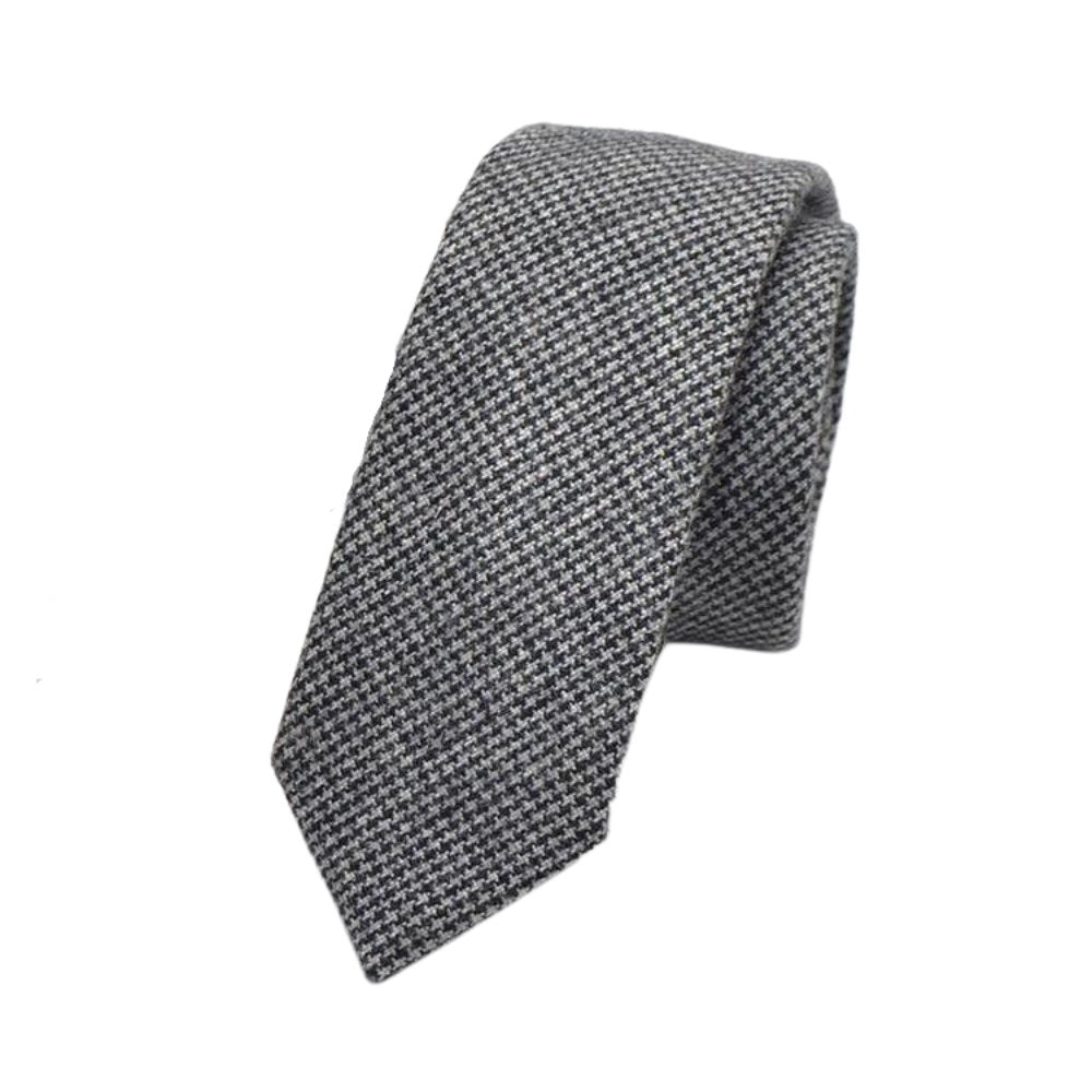 Houndstooth Wool Tie GR Grey 