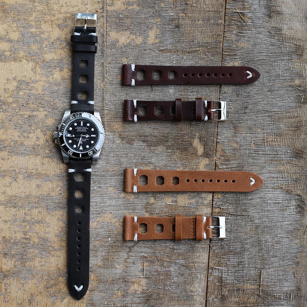 Hubert Handmade Italian Leather Racing Watch Strap With Tang Buckle GR 