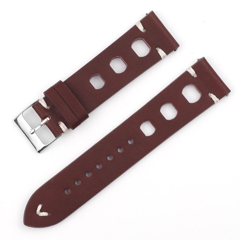 Hubert Handmade Italian Leather Racing Watch Strap With Tang Buckle GR Wine Red 18mm 