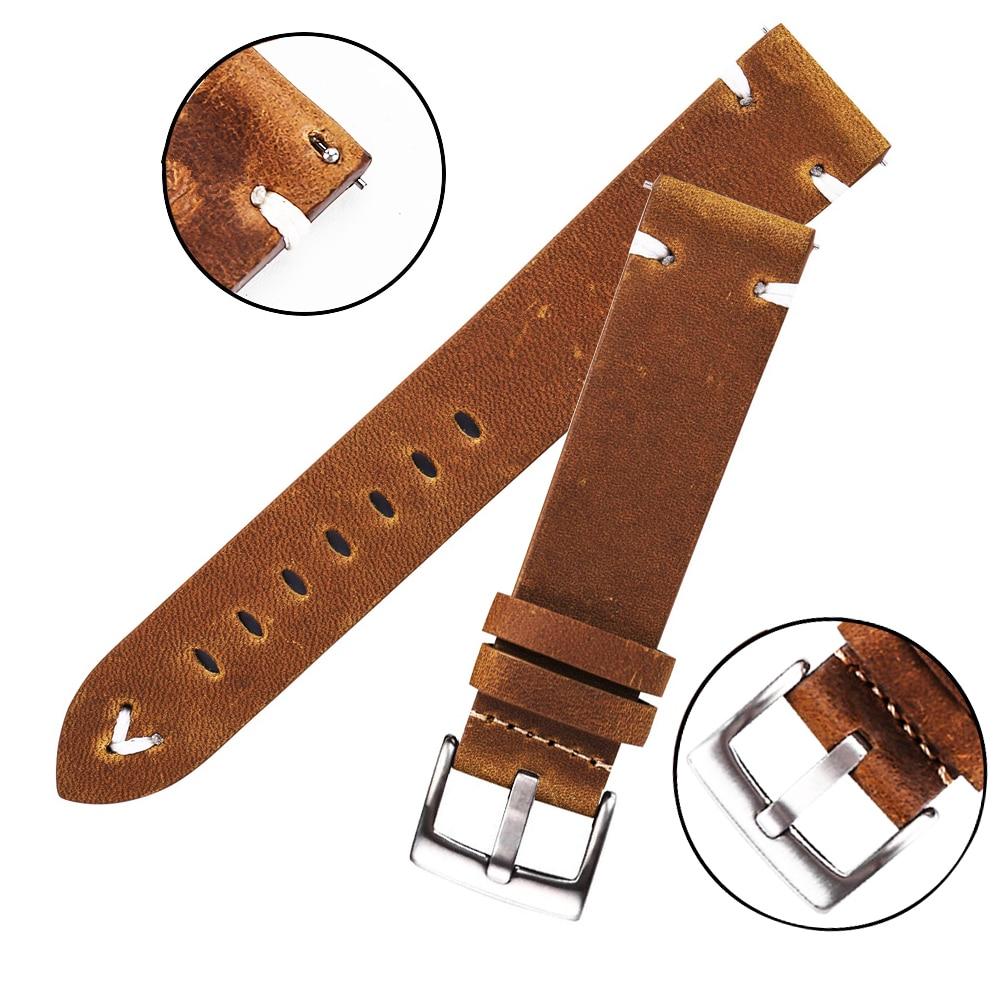 Hubert Handmade Oil Wax Leather Watch Strap With Silver Buckle GR 