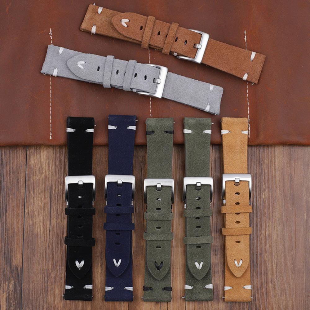 Hubert Handmade Suede Leather Watch Strap With Tang Buckle GR 
