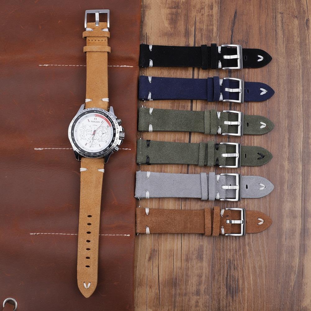 Hubert Handmade Suede Leather Watch Strap With Tang Buckle GR 