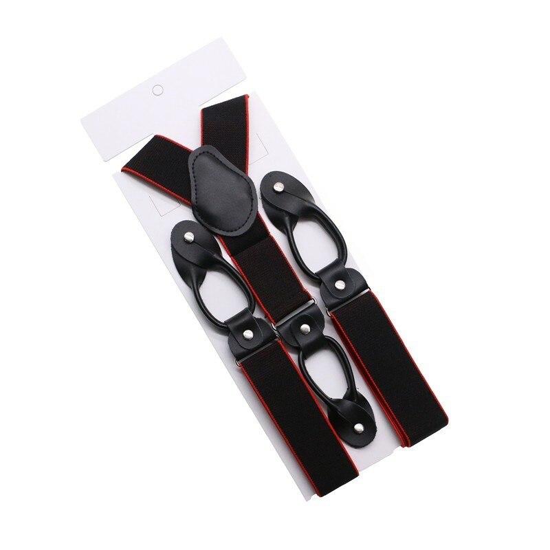 Hugo Black Leather Button End Tuxedo Suspenders 35mm GR Black & Red 
