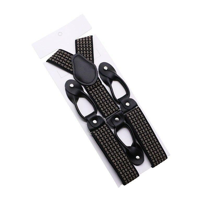 Hugo Black Leather Button End Tuxedo Suspenders 35mm GR Pin Dot Black 