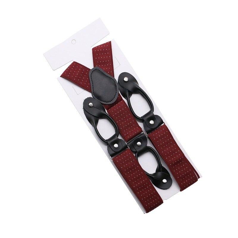 Hugo Black Leather Button End Tuxedo Suspenders 35mm GR Pin Dot Red 