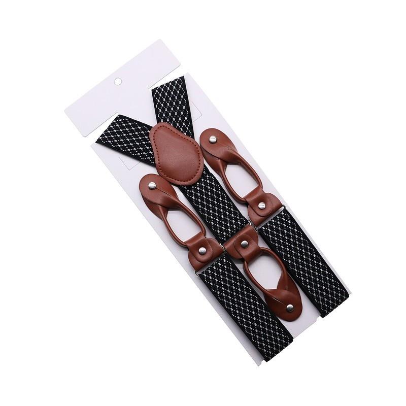 Hugo Brown Leather Button End Tuxedo Suspenders 35mm Gentleman Rules
