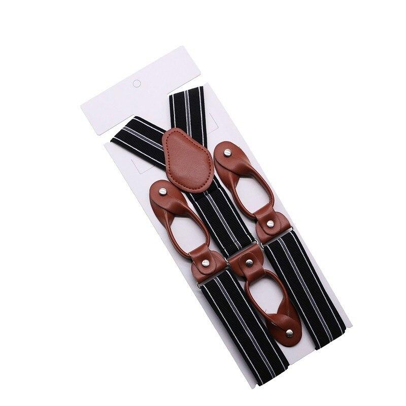 Hugo Brown Leather Button End Tuxedo Suspenders 35mm GR 