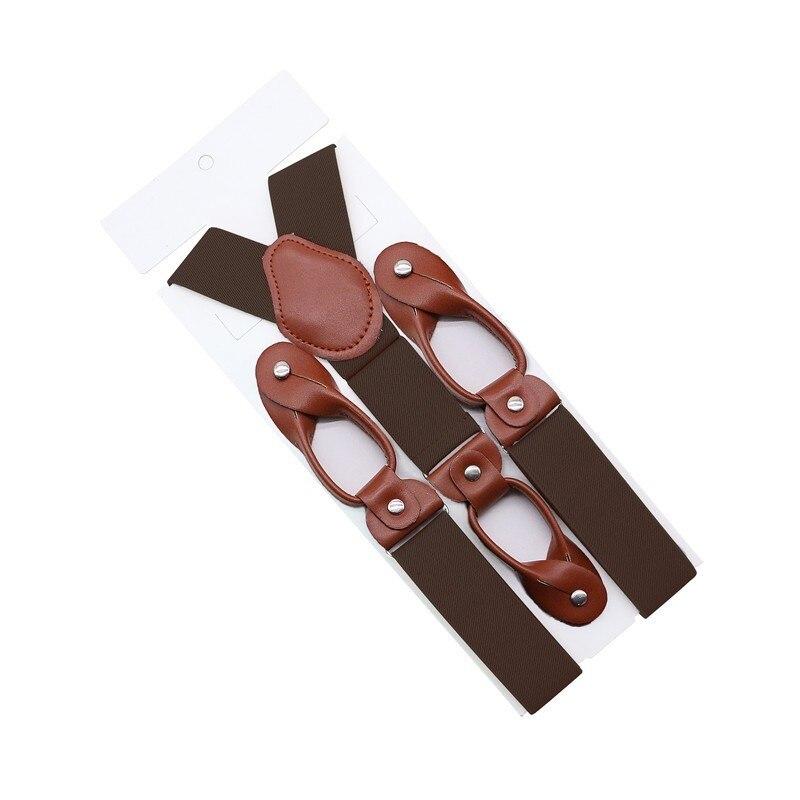 Hugo Brown Leather Button End Tuxedo Suspenders 35mm GR Brown 