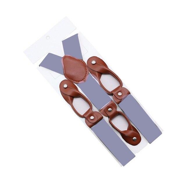 Hugo Brown Leather Button End Tuxedo Suspenders 35mm GR Grey 
