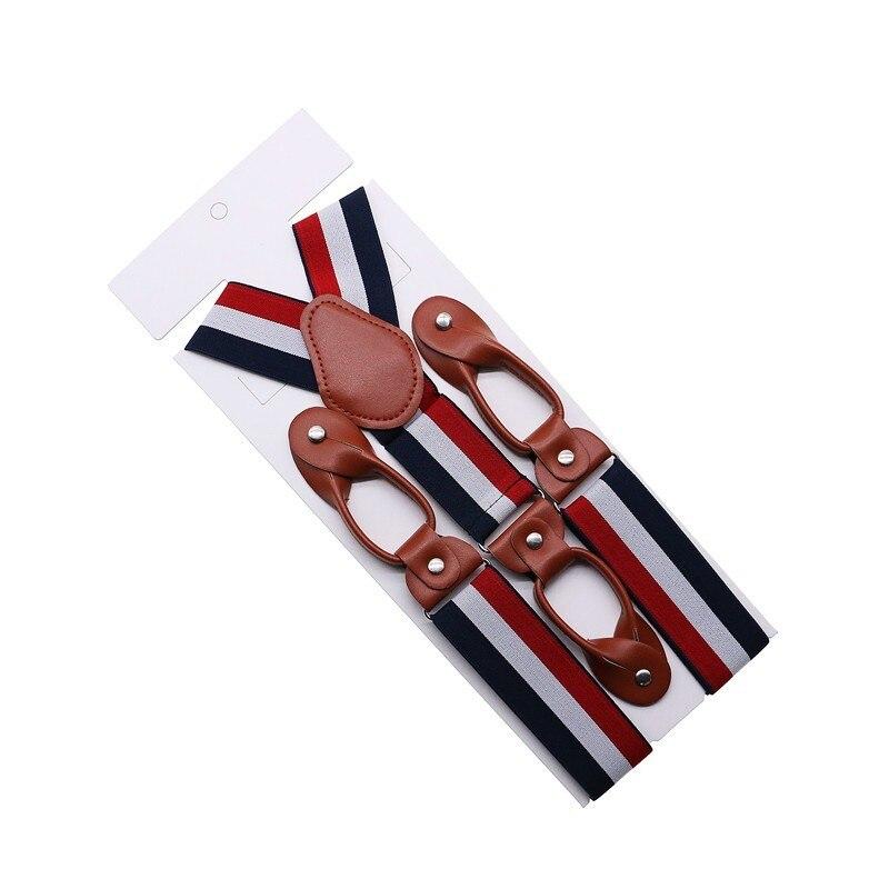 Hugo Brown Leather Button End Tuxedo Suspenders 35mm GR Monaco Striped 