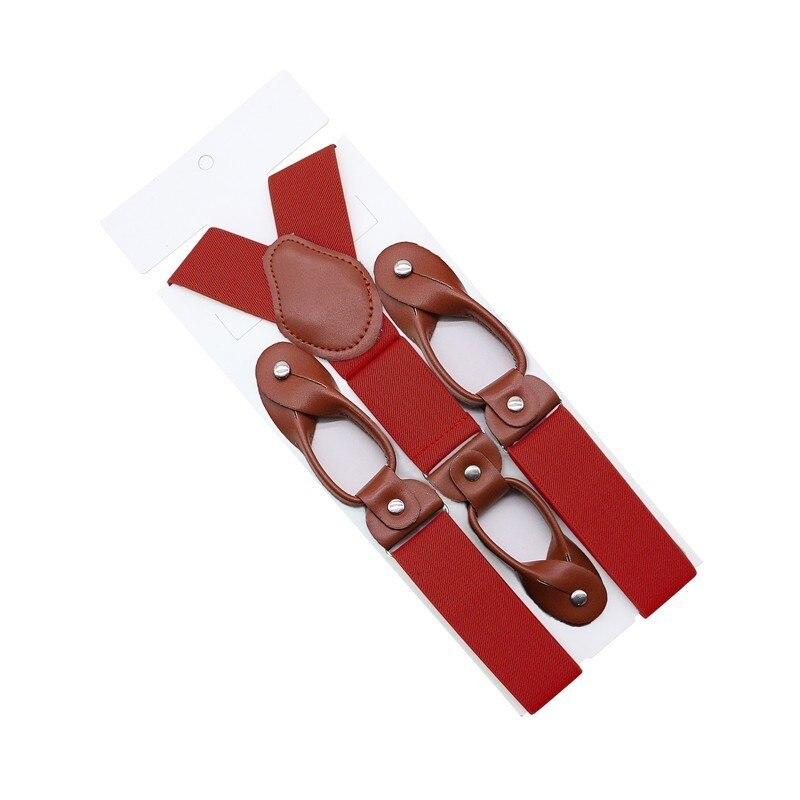 Hugo Brown Leather Button End Tuxedo Suspenders 35mm GR Red 