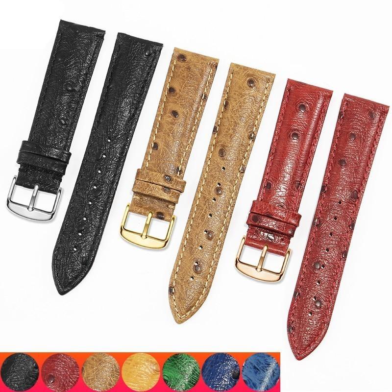 Iris Ostrich Pattern Leather Watch Strap With Tang Buckle GR 