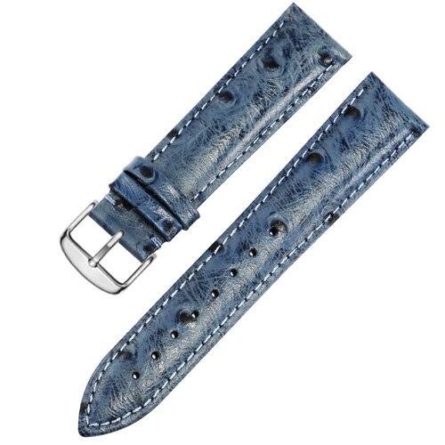 Iris Ostrich Pattern Leather Watch Strap With Tang Buckle GR Light Blue 18mm 