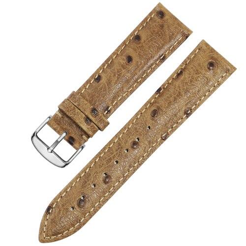 Iris Ostrich Pattern Leather Watch Strap With Tang Buckle GR Light Brown 18mm 